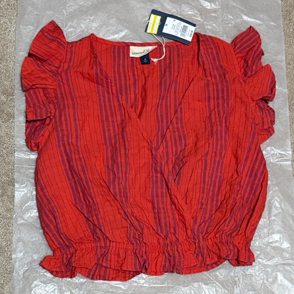 Universal Thread Red and Blue Striped Blouse NWT Size M
